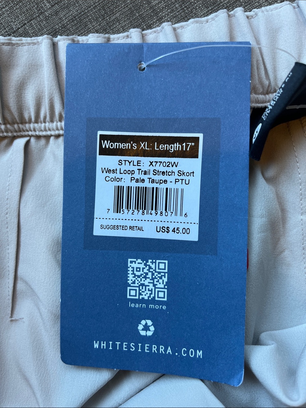 White Sierra West Loop Trail Stretch Skort Taupe NWT XL - Picture 7 of 8